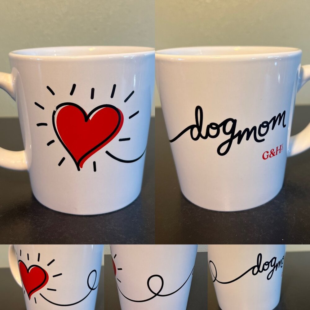 Grounds & Hounds Coffee Co. Dog MOM Ceramic Coffee Mug Tea Cup 16oz Ref Heart